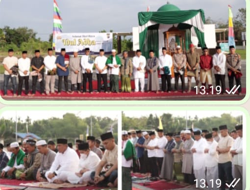 Polres Meranti Laksanakan Salat Idul Adha di Halaman Mapolres 